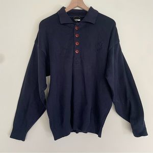 Bogner Collared Men’s Navy Blue Medium Sweater Made in Canada 100% Cotton